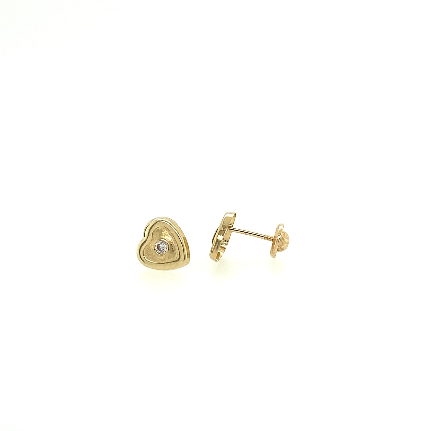 14K Heart Gold Stud and Center CZ | Luby Gold Collection | Luby