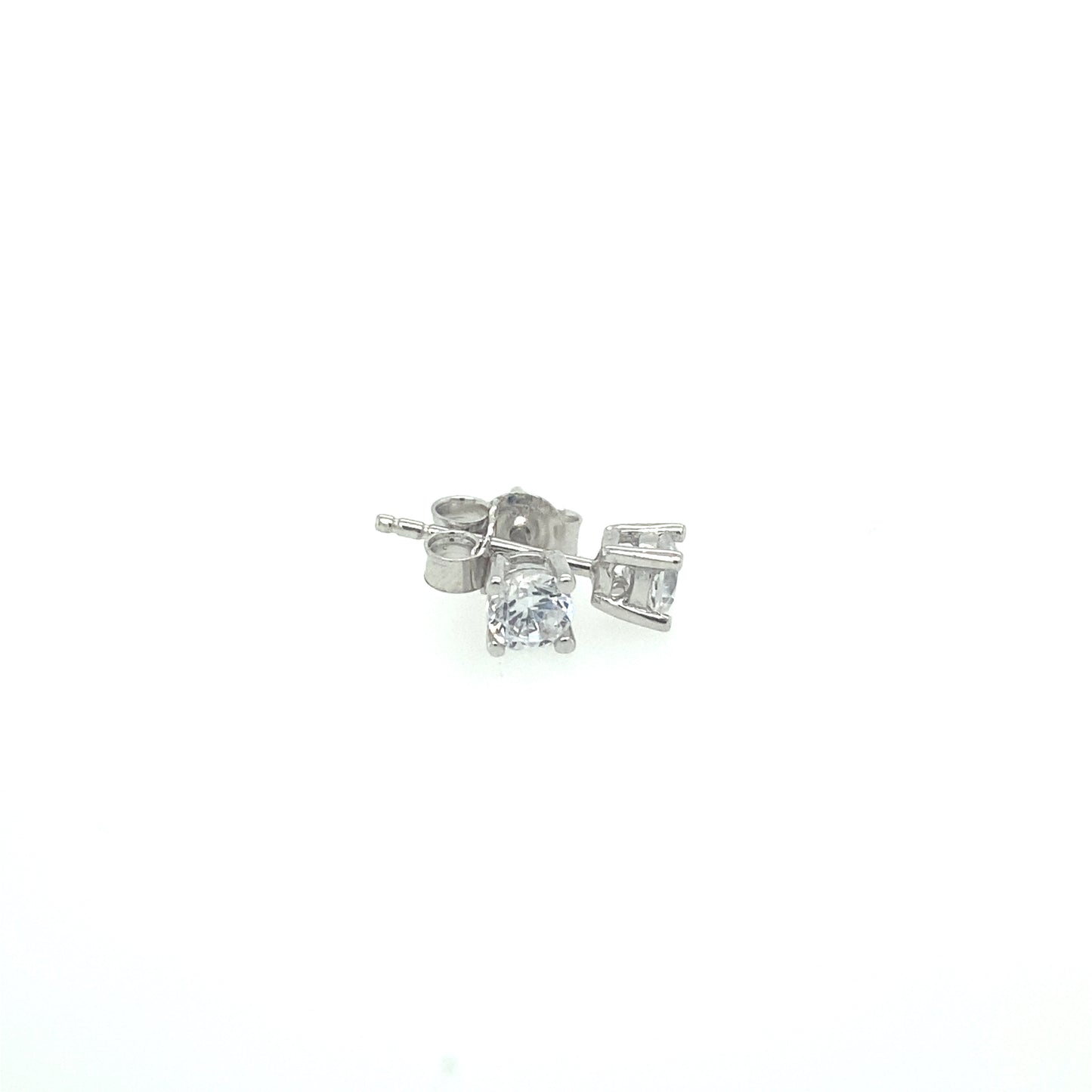 14K WHITE GOLD STUD WITH CZ 4MM | Luby Gold Collection | Luby