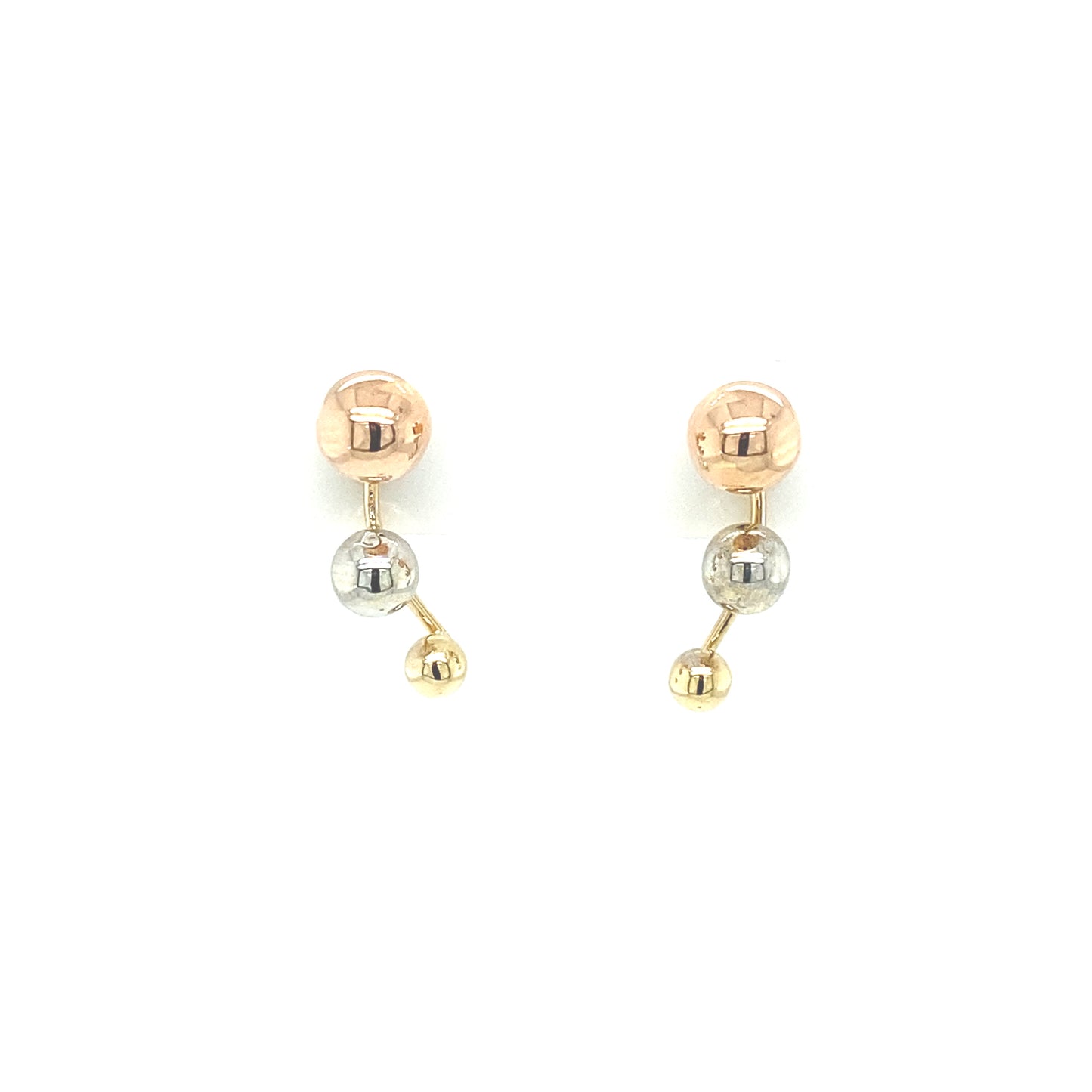 14K TRI COLOR GOLD BALL EAR CLIMBER | Luby Gold Collection | Luby