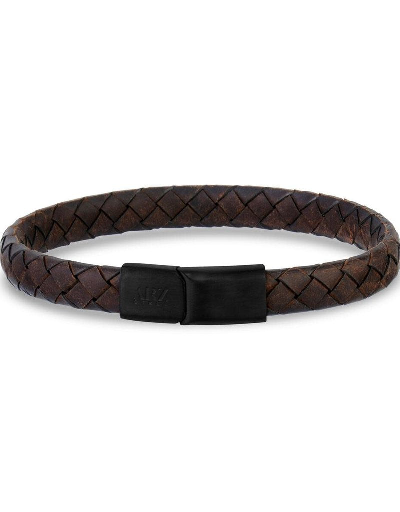 Flat Brown Leather Bracelet | ARZ Steel | Luby