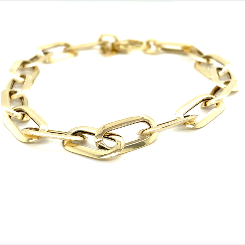 14K Gold Paper Clip Link Bracelet 6.6mm | Luby Gold Collection | Luby