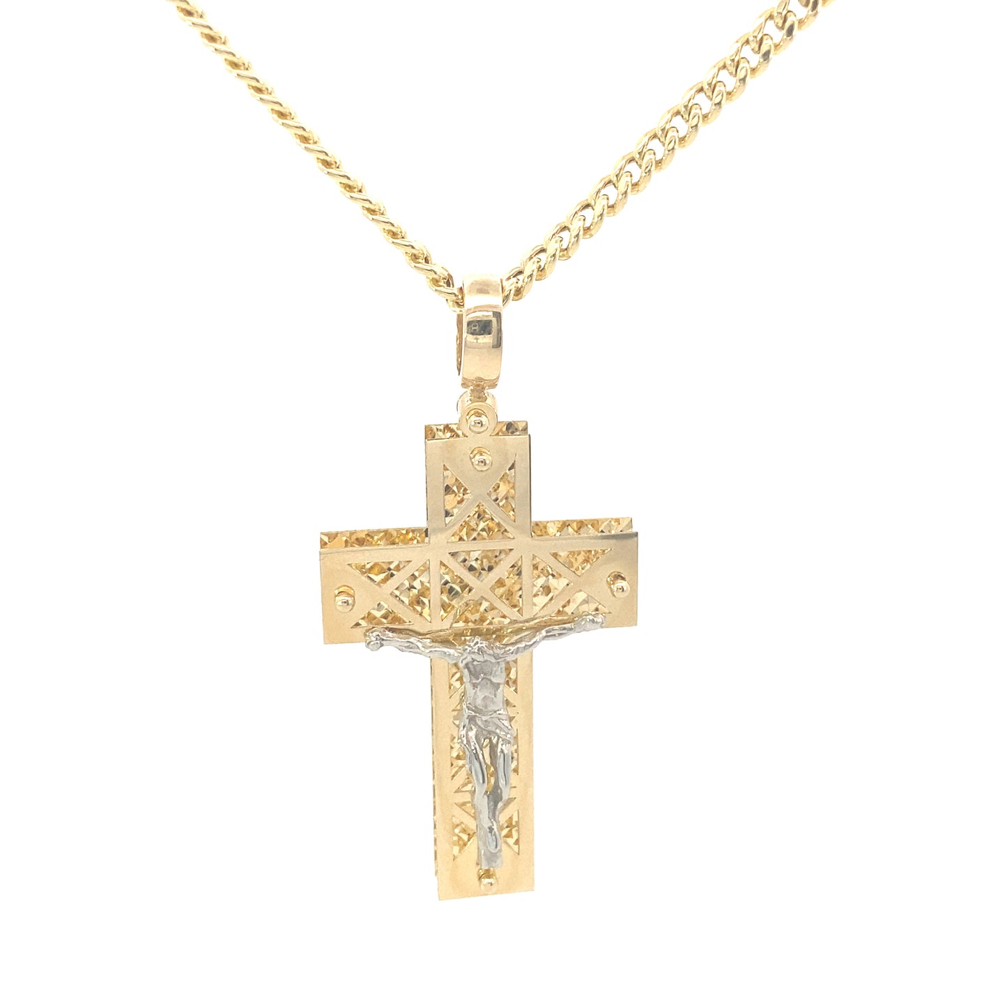 14K Gold 2-Tone Fancy Cross with Image Pendant | Luby Gold Collection | Luby