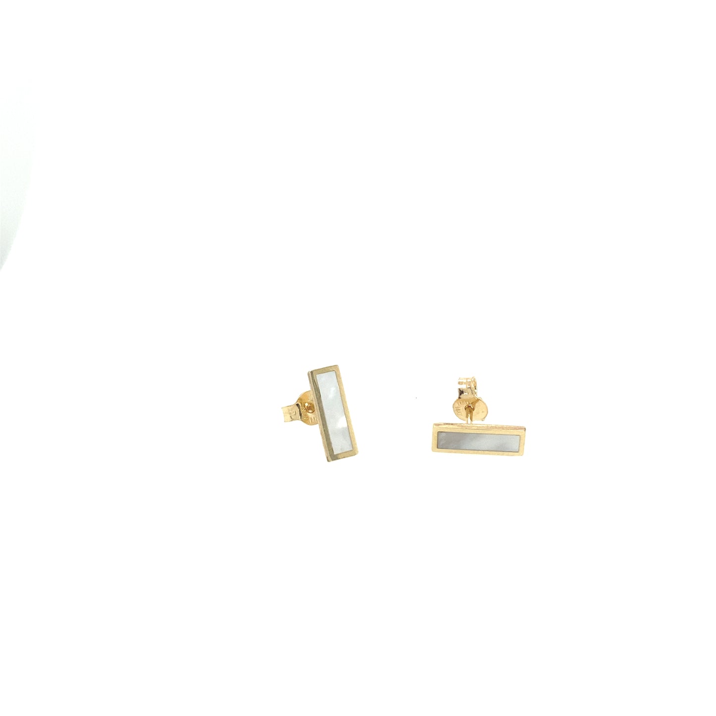 14k Gold Rectangle Mother Pearl Stud | Luby Gold Collection | Luby