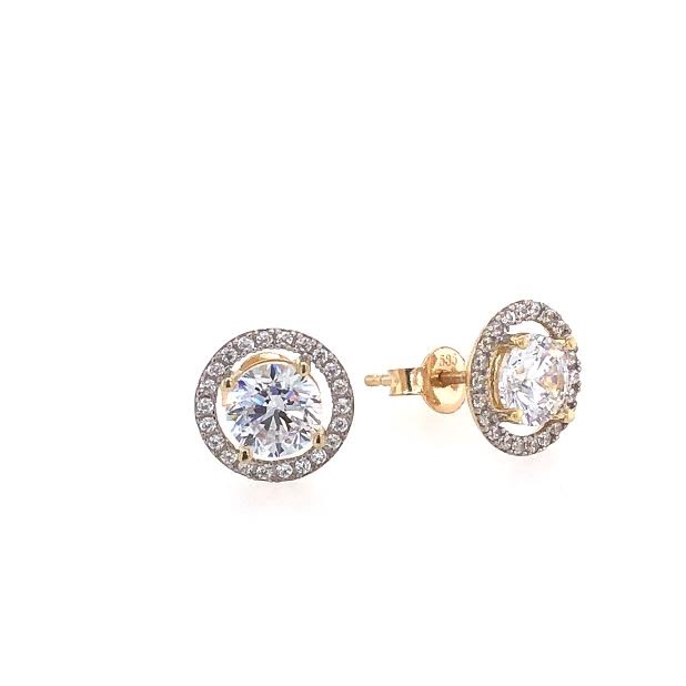 14K STUD WITH CZ EARRINGS | Luby Gold Collection | Luby