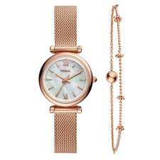 Carlie Mini Watch and Bracelet Set (Rose-Gold) | Fossil | Luby