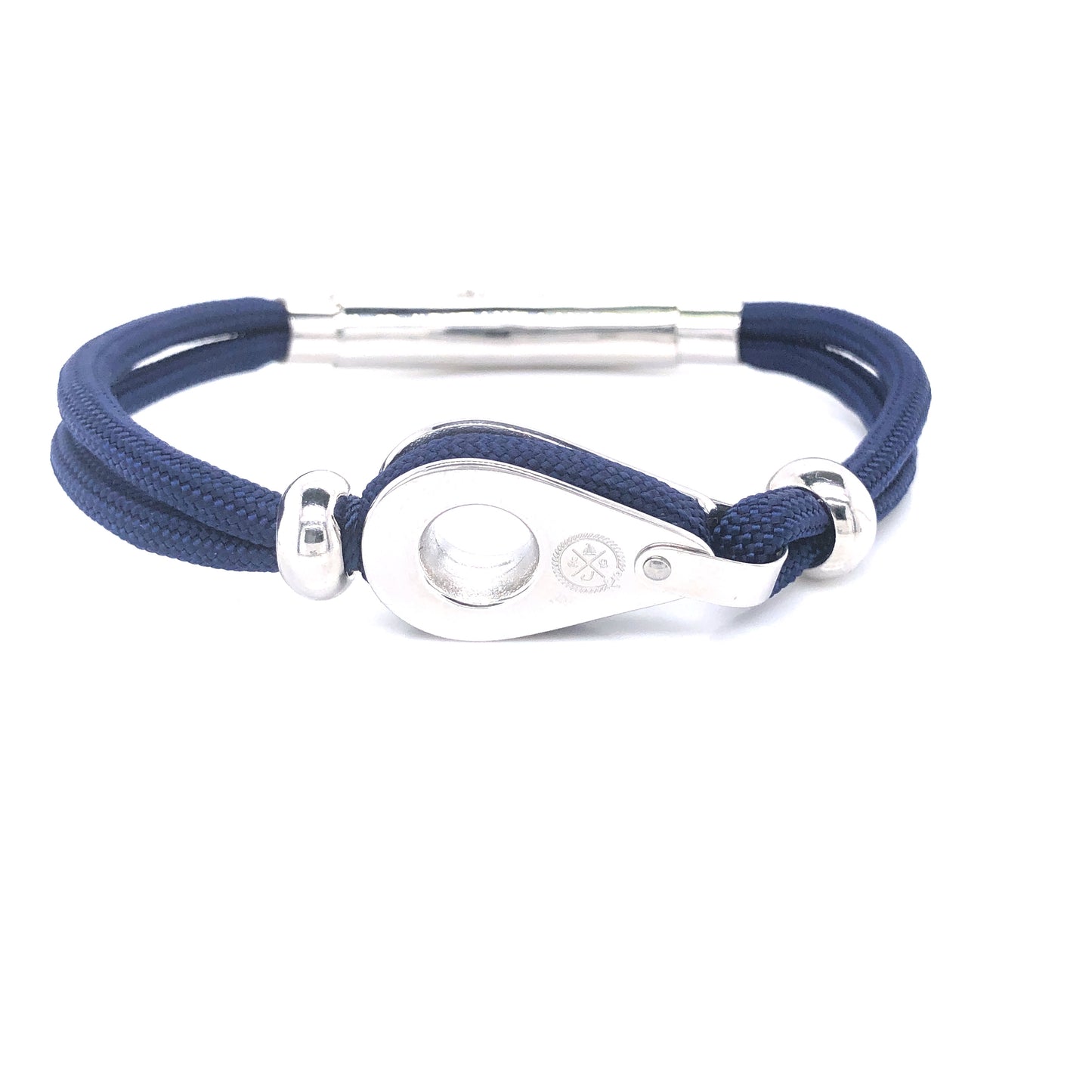 Navy Blue Double Cord with Silver Pulley and Beads Bracelet (Blue/Silver) | SEAKNOTS | Luby