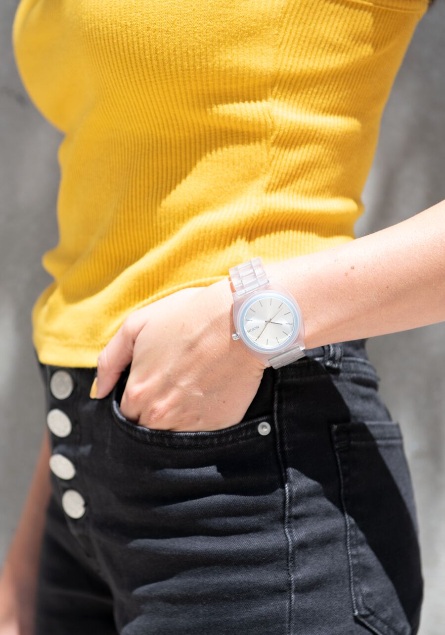 Time Teller Acetate Clear/Silver Sunray/Rainbow | Nixon | Luby