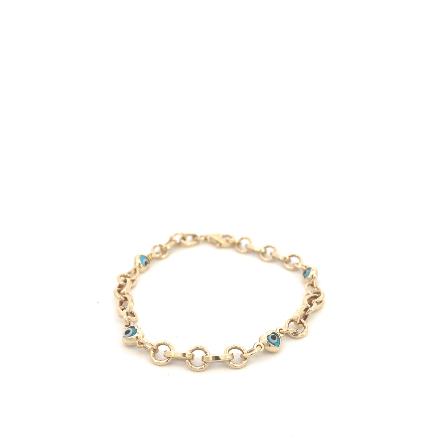 14K Gold Blue Eye Link Bracelet | Luby Gold Collection | Luby