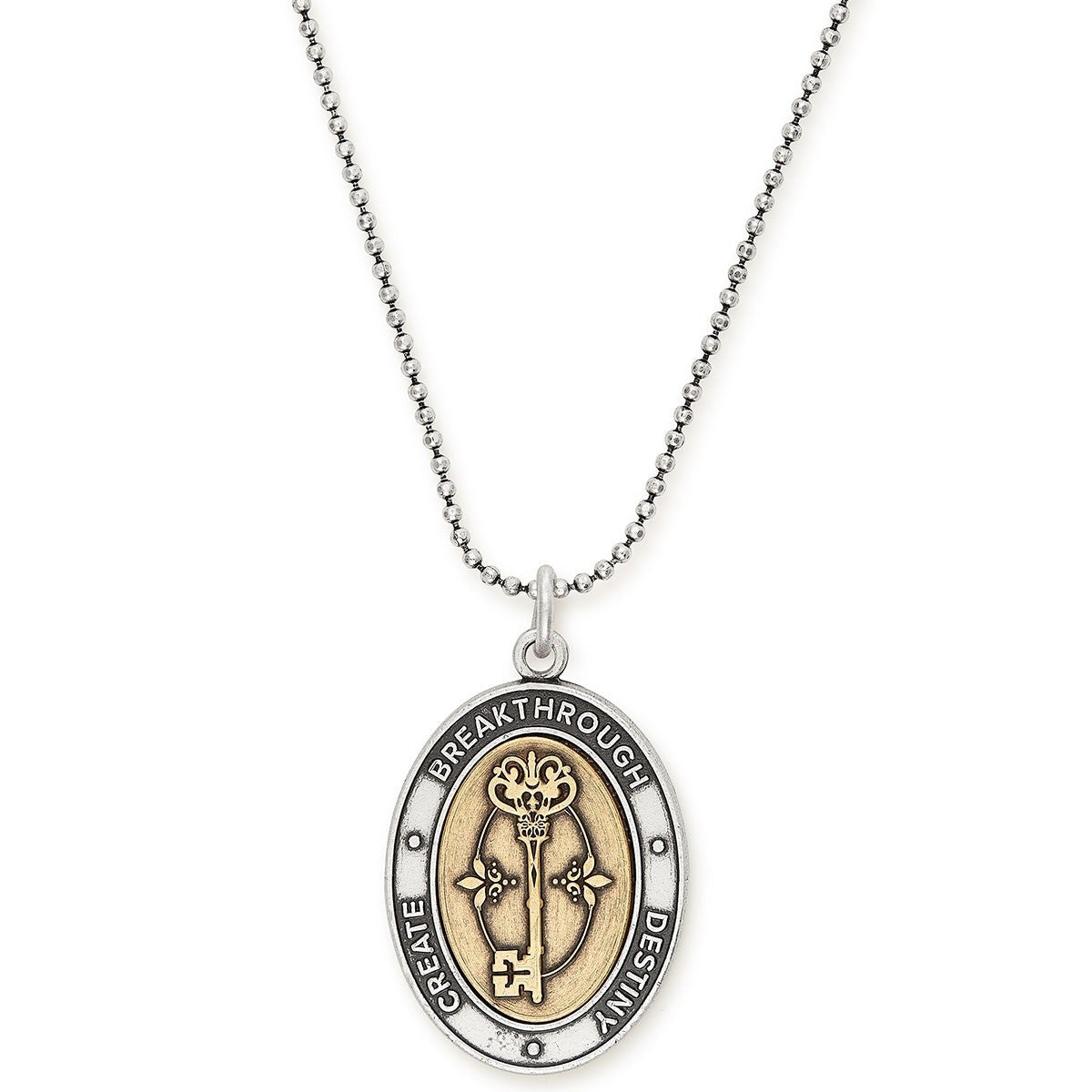 Two-Tone Key to Life Pendant Neckalce (Silver/Gold) | Alex and Ani | Luby