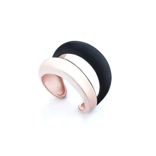 Marcello Rubber Black and Rose Gold Ring 925 | Marcello Pane | Luby