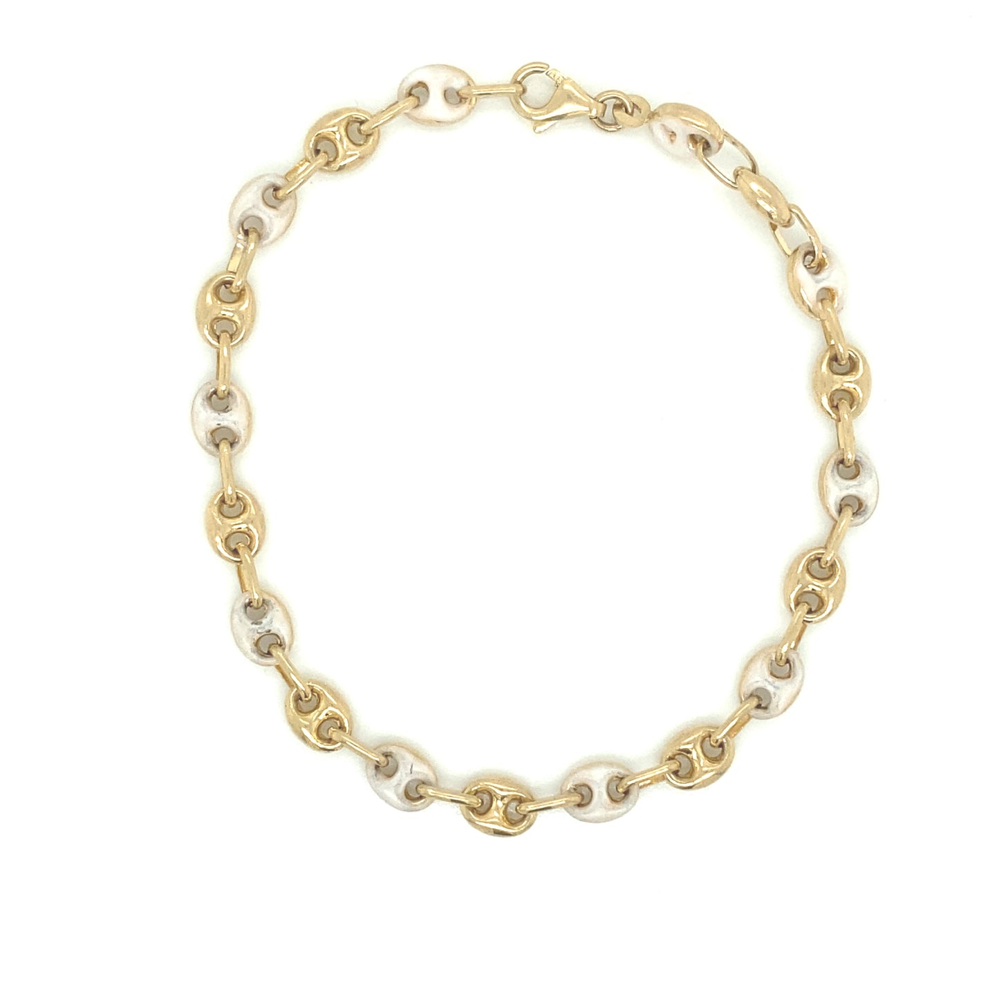 14K Gold Oval Link White Enamel | Luby Gold Collection | Luby