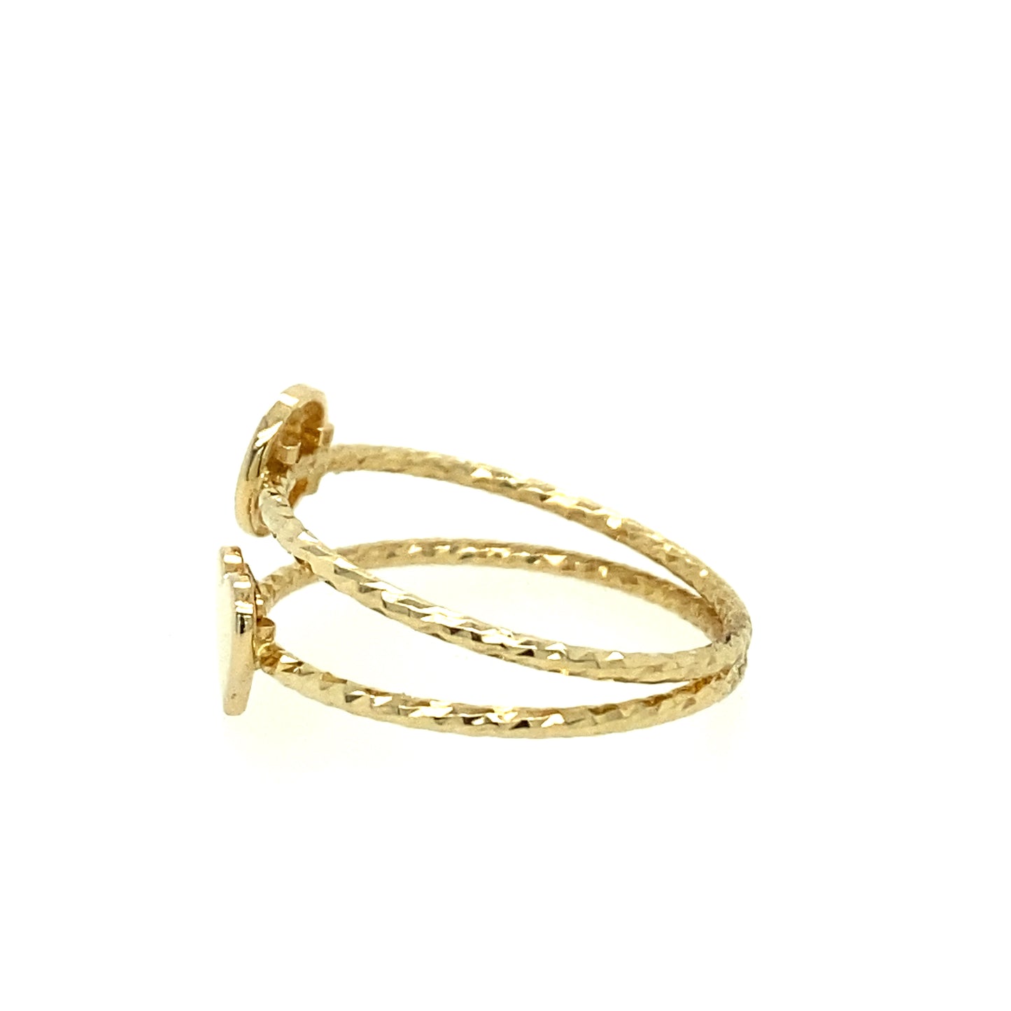 14K Gold Double Ring with Heart and Circle Shape | Luby Gold Collection | Luby