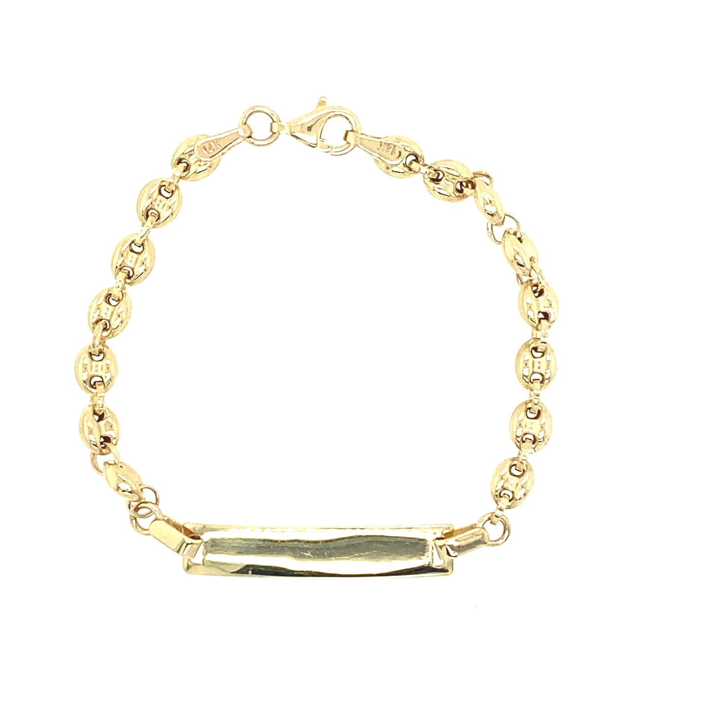 14k GUCCI BABY BRACELET WITH ENGRAVING PLAQUE | Luby Gold Collection | Luby