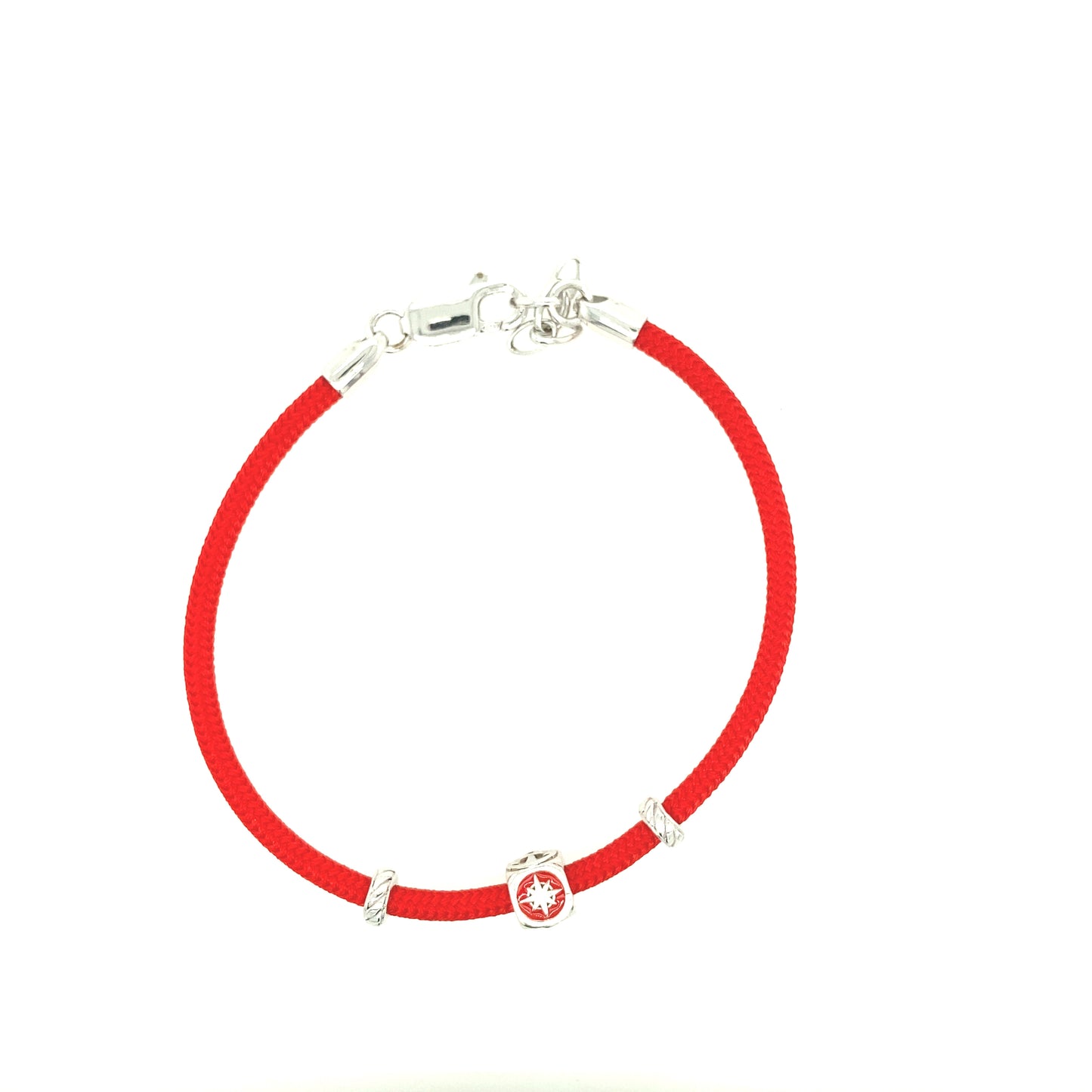 Red Nylon Cord Sterling Silver Bracelet | BORSARI | Luby