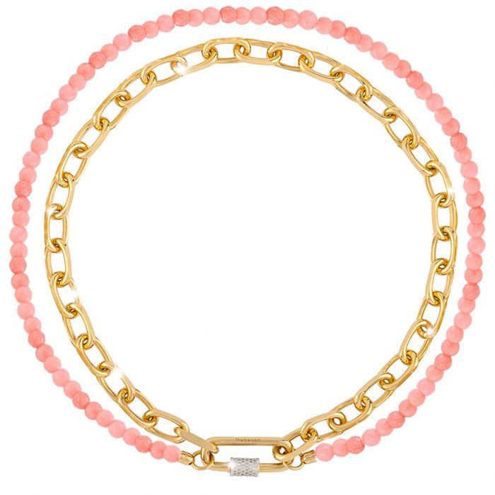 Palermo Necklace with Small Chain and Jade Stone Thread | Rebecca | Luby