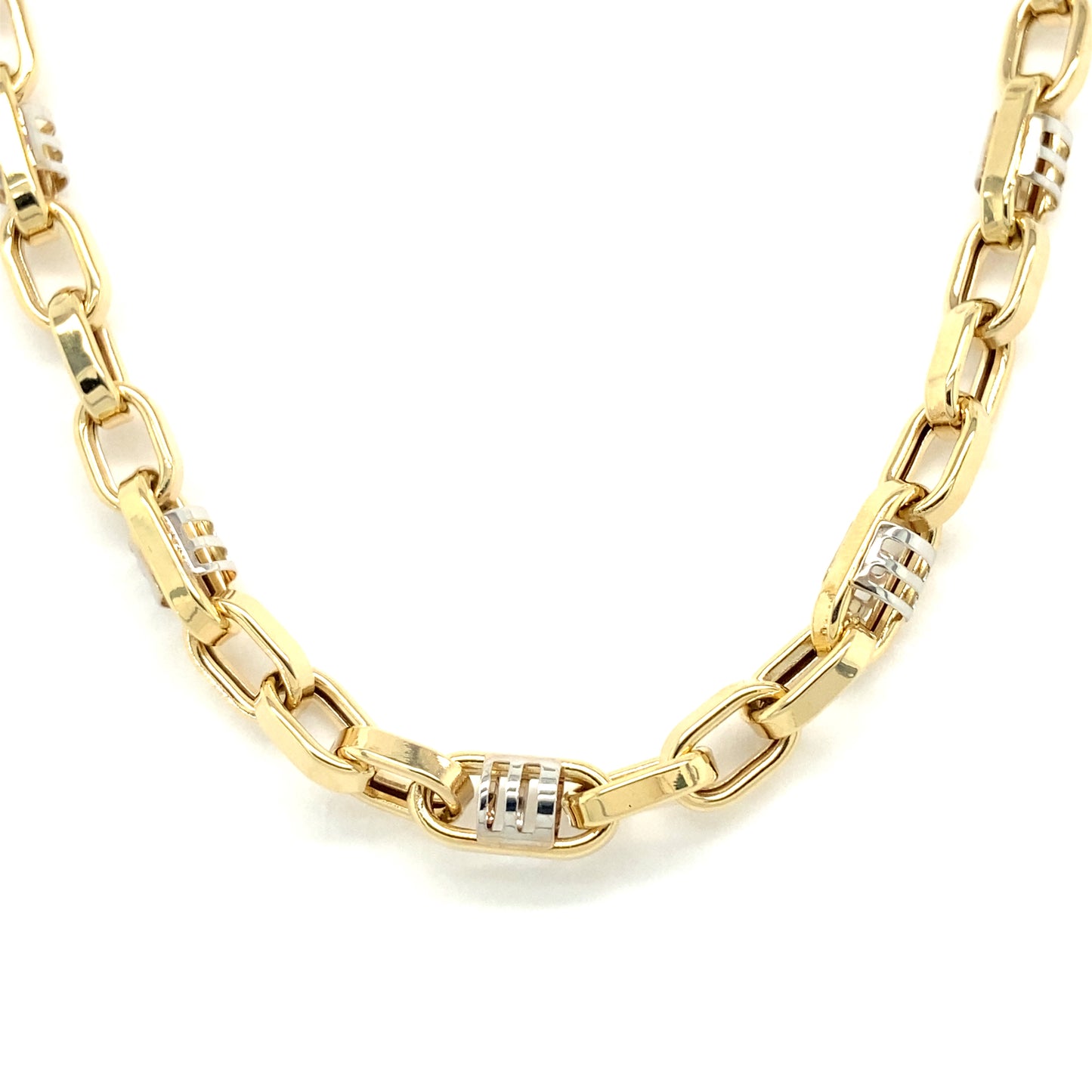 14K 2T Gold Cylinder Link Necklace | Luby Gold Collection | Luby