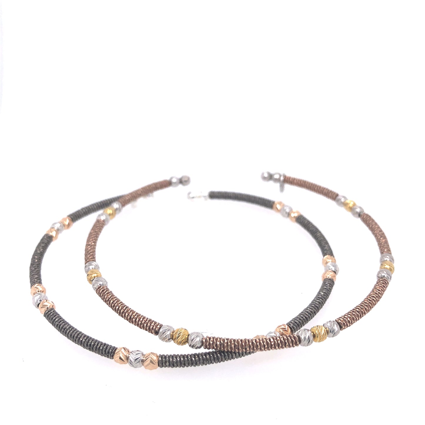 Rose Gold & Charcoal Gray Sterling Silver Set of 2 Bangle Bracelets | Luby Silver Collection | Luby
