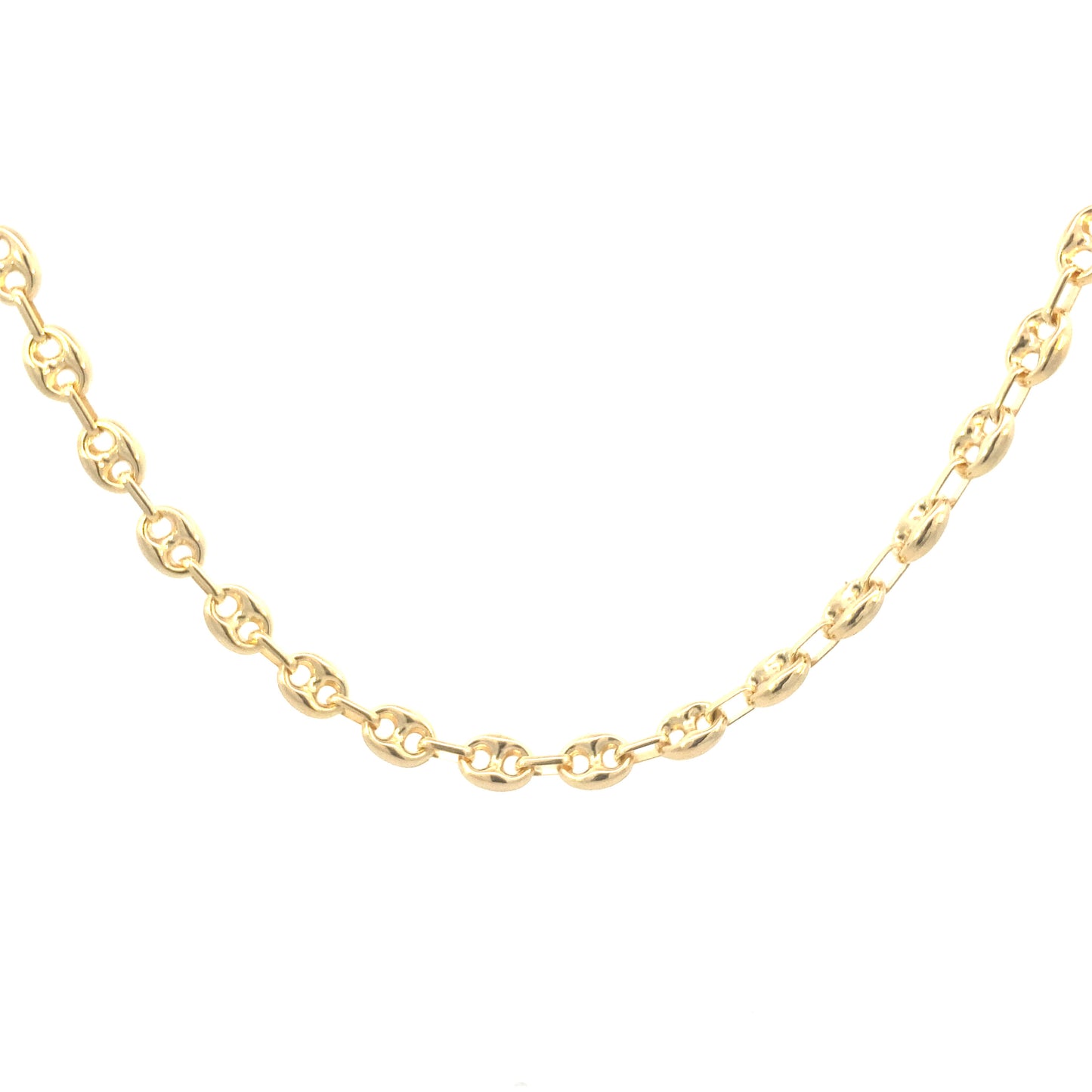 14K Gold Puff Coffee Link Chain | Luby Gold Collection | Luby