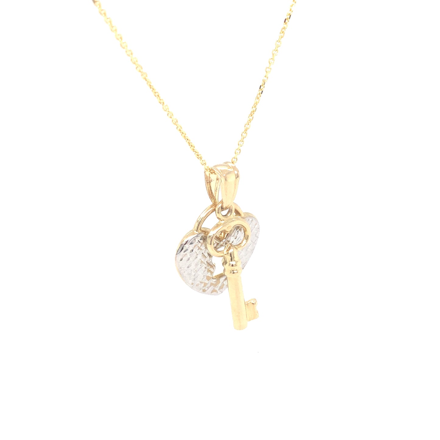 14K Two-Tone Heart Key Pendant | Luby Gold Collection | Luby