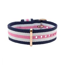 Southampton Watch Strap (Navy Blue/White/Pink/Rose-Gold) | Daniel Wellington | Luby