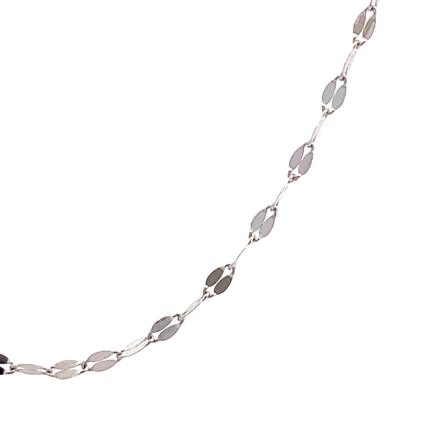 14K White Gold Flat Link Chain | Luby Gold Collection | Luby