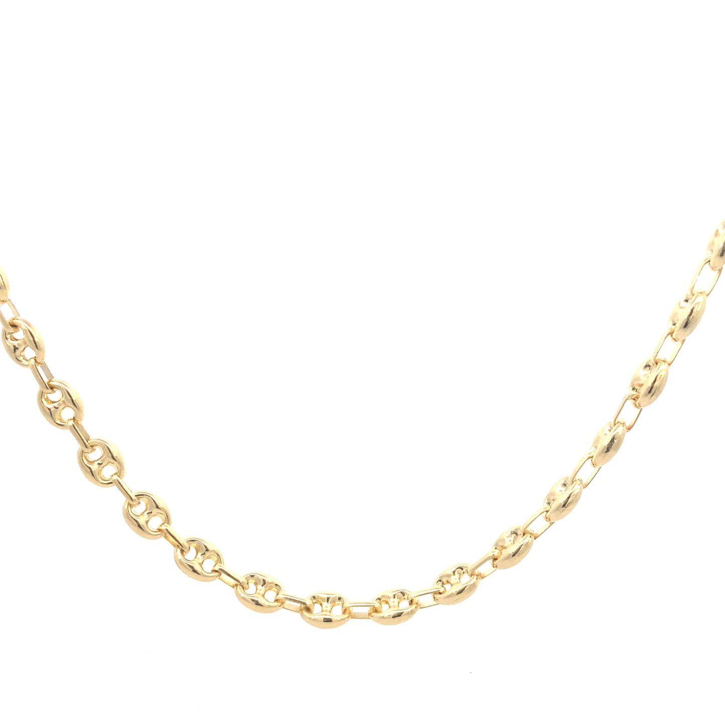 14K Gold Puff Coffee Link Chain | Luby Gold Collection | Luby