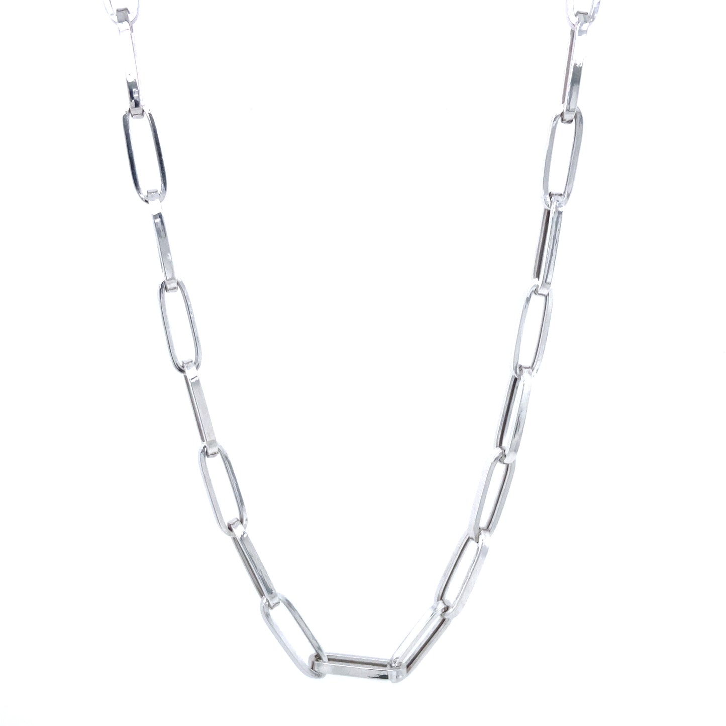 14K White Gold Paper Clip Necklace | Luby Gold Collection | Luby