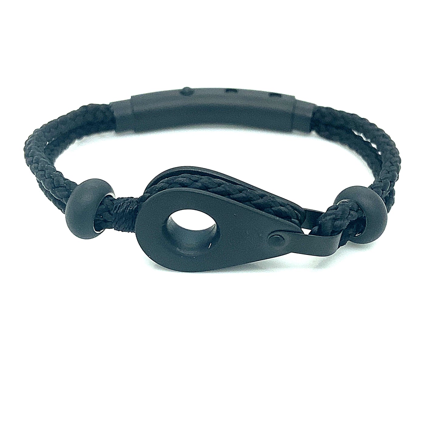 Light Grey Double Rope with Black Matte Pulley and Beads Bracelet | SEAKNOTS | Luby