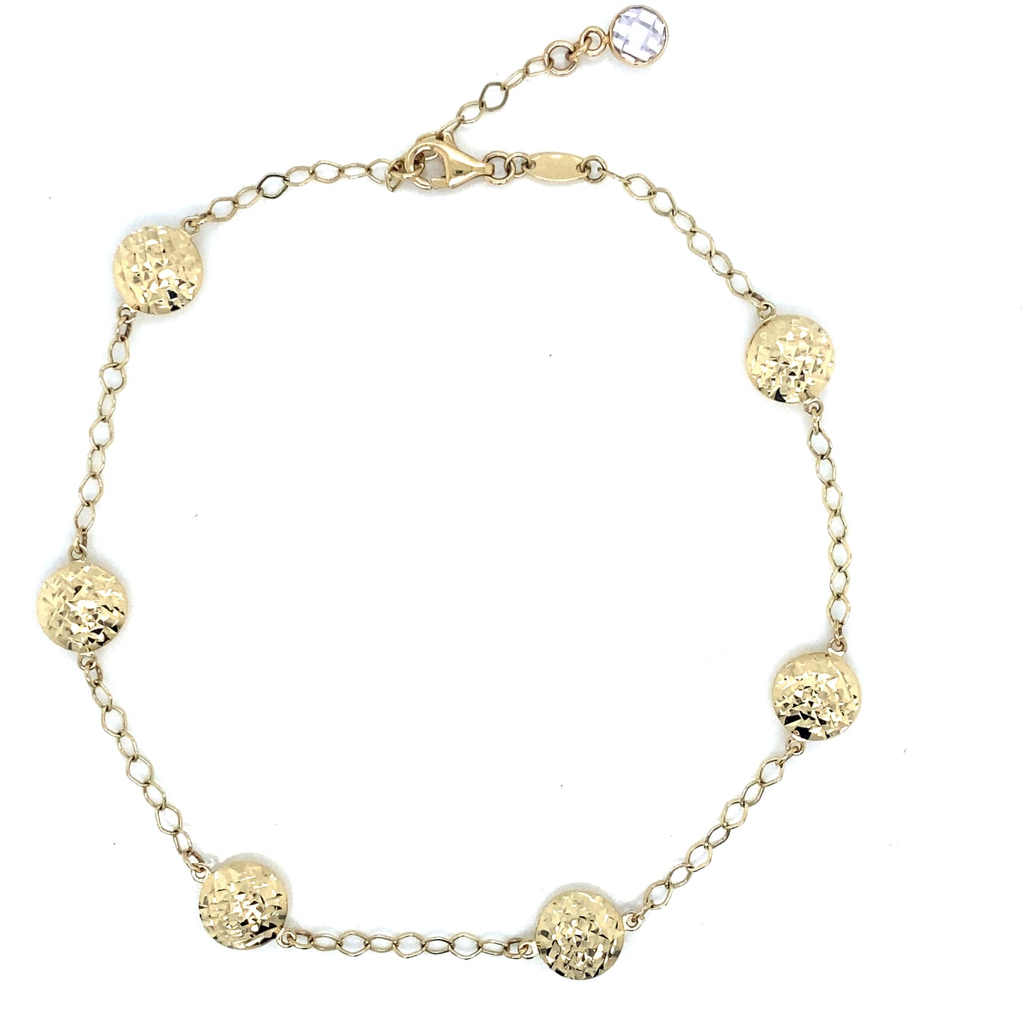14K Round Facetted Design Anklet | Luby Gold Collection | Luby