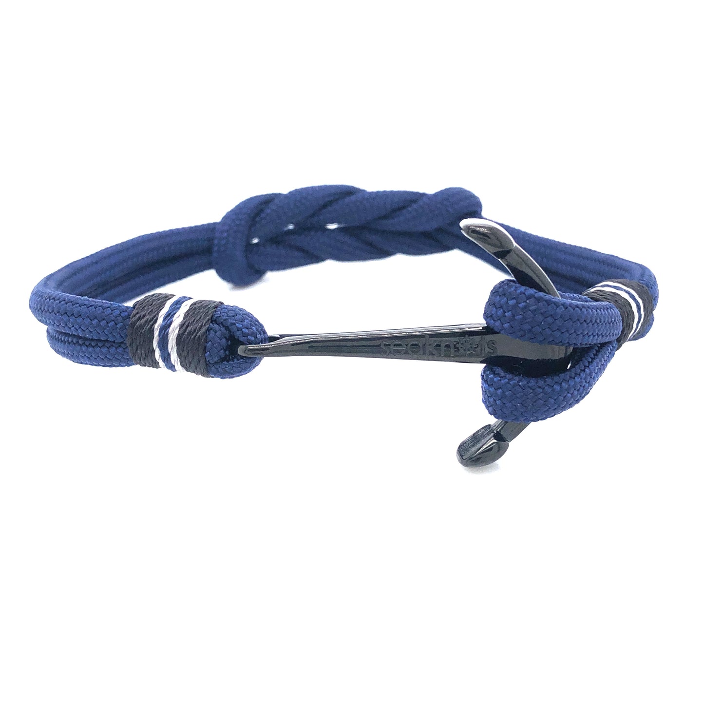 Blue Double Cord with Black Matte Anchor Bracelet (Blue/Black) | SEAKNOTS | Luby