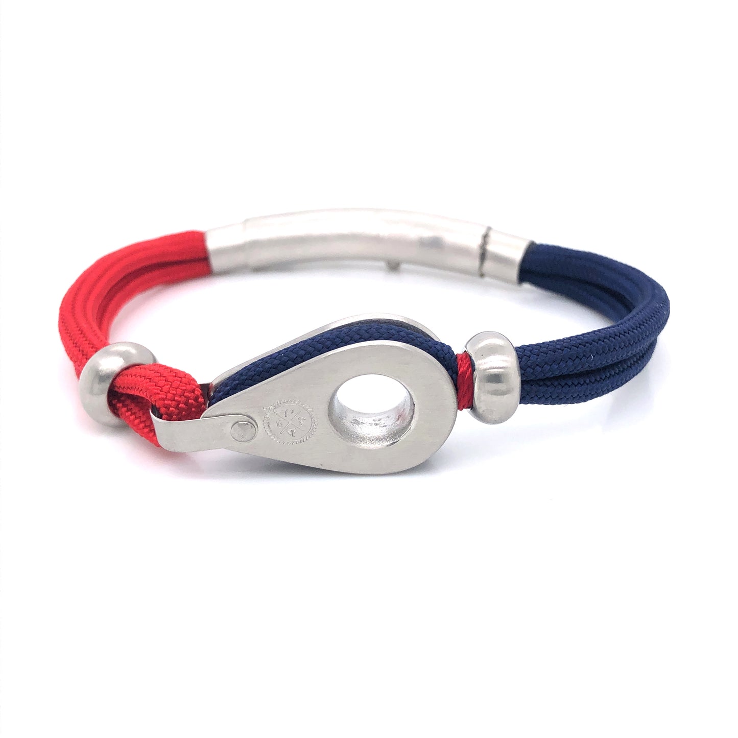Red and Blue Double Cord with Silver Pulley and Beads Bracelet (Red-Blue/Silver) | SEAKNOTS | Luby