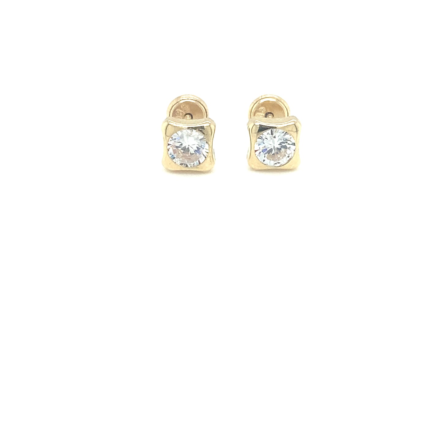 ROUND CZ SQUARE BEZEL | Luby Gold Collection | Luby