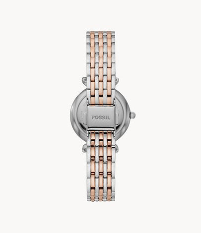 Carlie Mini Ladies Watch (Silver/Rose-Gold) | Fossil | Luby