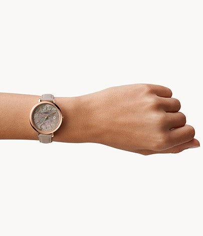 Jacqueline Solar-Powered Gray Leather Watch | Fossil | Luby
