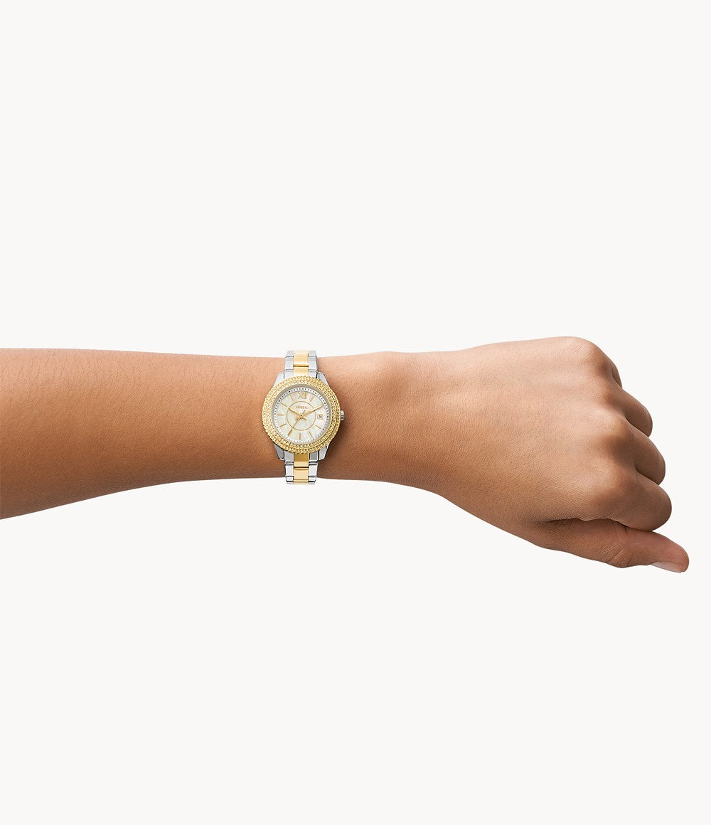 Stella Three-Hand Date Two-Tone Watch | Fossil | Luby