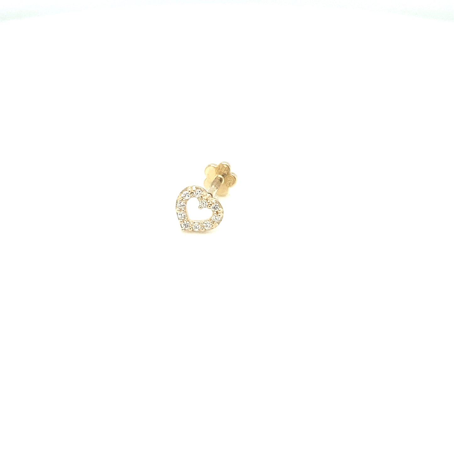 14K OPEN HEART MIRO PAVE CZ CARTILAGE | Luby Gold Collection | Luby
