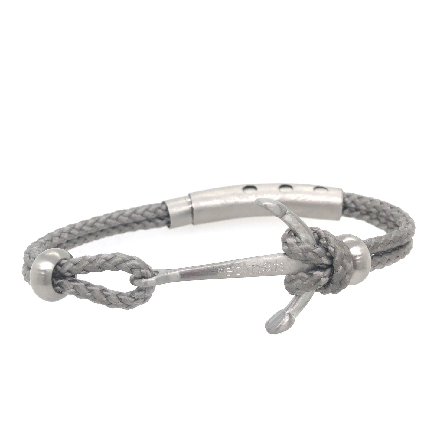 DOUBLE CORD WITH ANCHOR KNOT BEADS BRUSHED SILVER | Seaknots | Luby