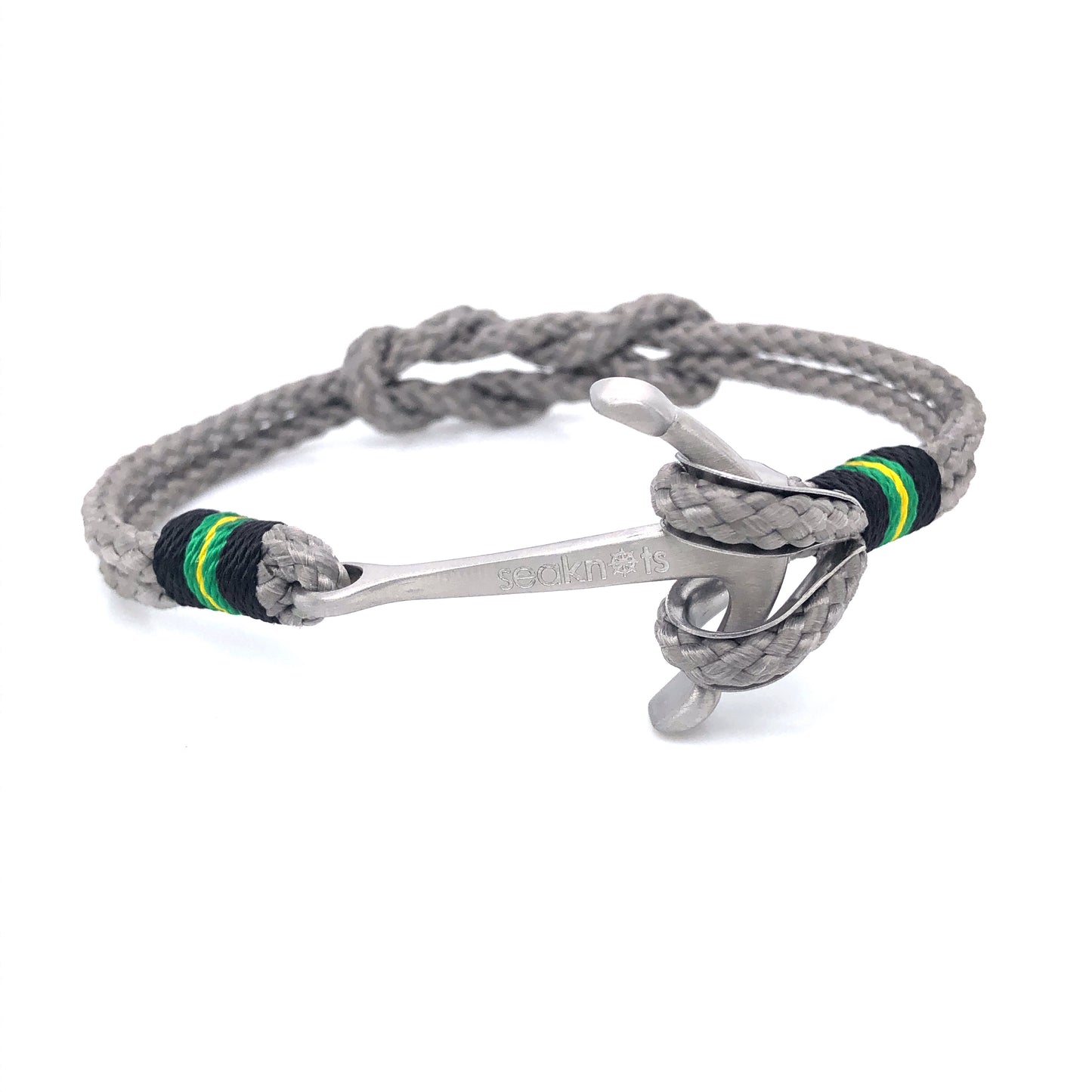 Light Grey Double Rope with Silver Anchor Bracelet (Grey/Silver) | SEAKNOTS | Luby