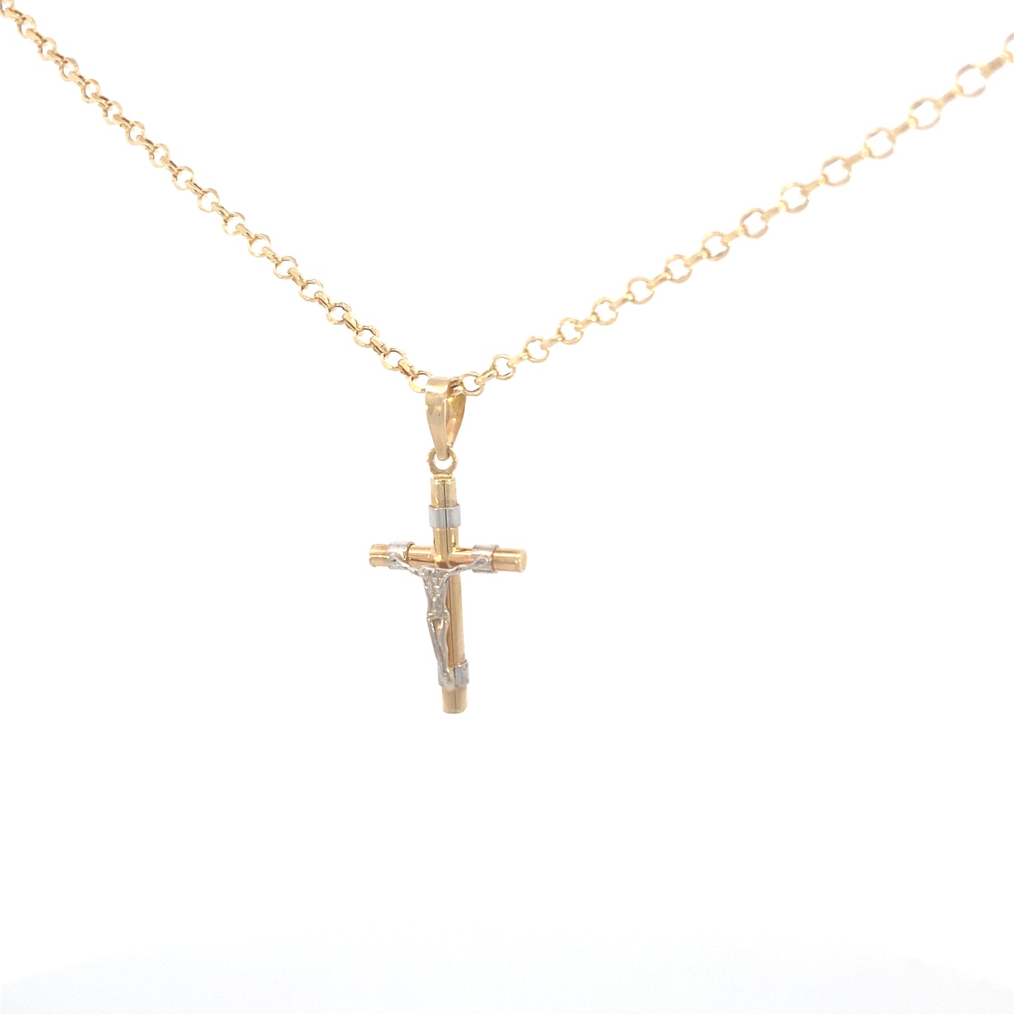 14K Gold Cylinder Cross Pendant | Luby Gold Collection | Luby