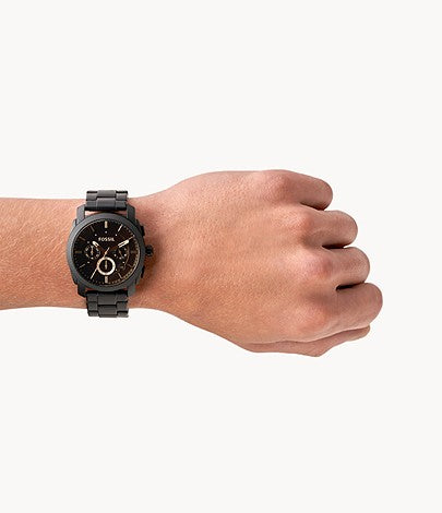 Machine Mid-Size Chronograph Black Stainless Steel Watch | Fossil | Luby