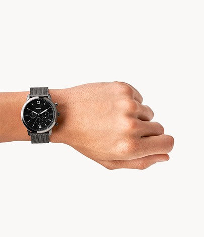 Neutra Chronograph Smoke Stainless Steel Mesh Watch | Fossil | Luby