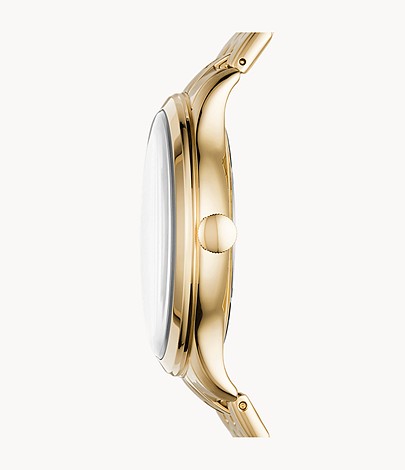 Three-Hand Date Gold-Tone Stainless Steel Watch | Fossil | Luby