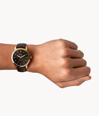 The Minimalist Three-Hand Brown Leather Watch | Fossil | Luby