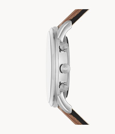 Minimalist Chronograph Tan Eco Leather Watch | Fossil | Luby