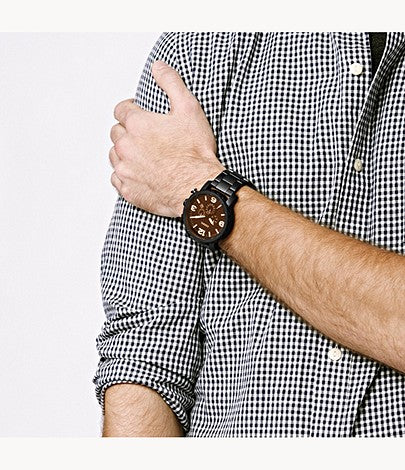 Nate Chronograph Black Stainless Steel Watch | Fossil | Luby