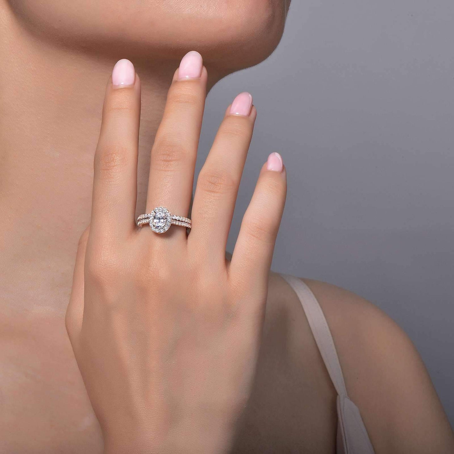 Joined-at-the-Heart Oval Wedding Ring Set | LAFONN | Luby