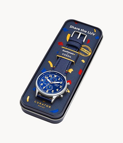 Southwest Airlines Limited Edition Retro Pilot Chronograph Blue Leather Watch | Fossil | Luby