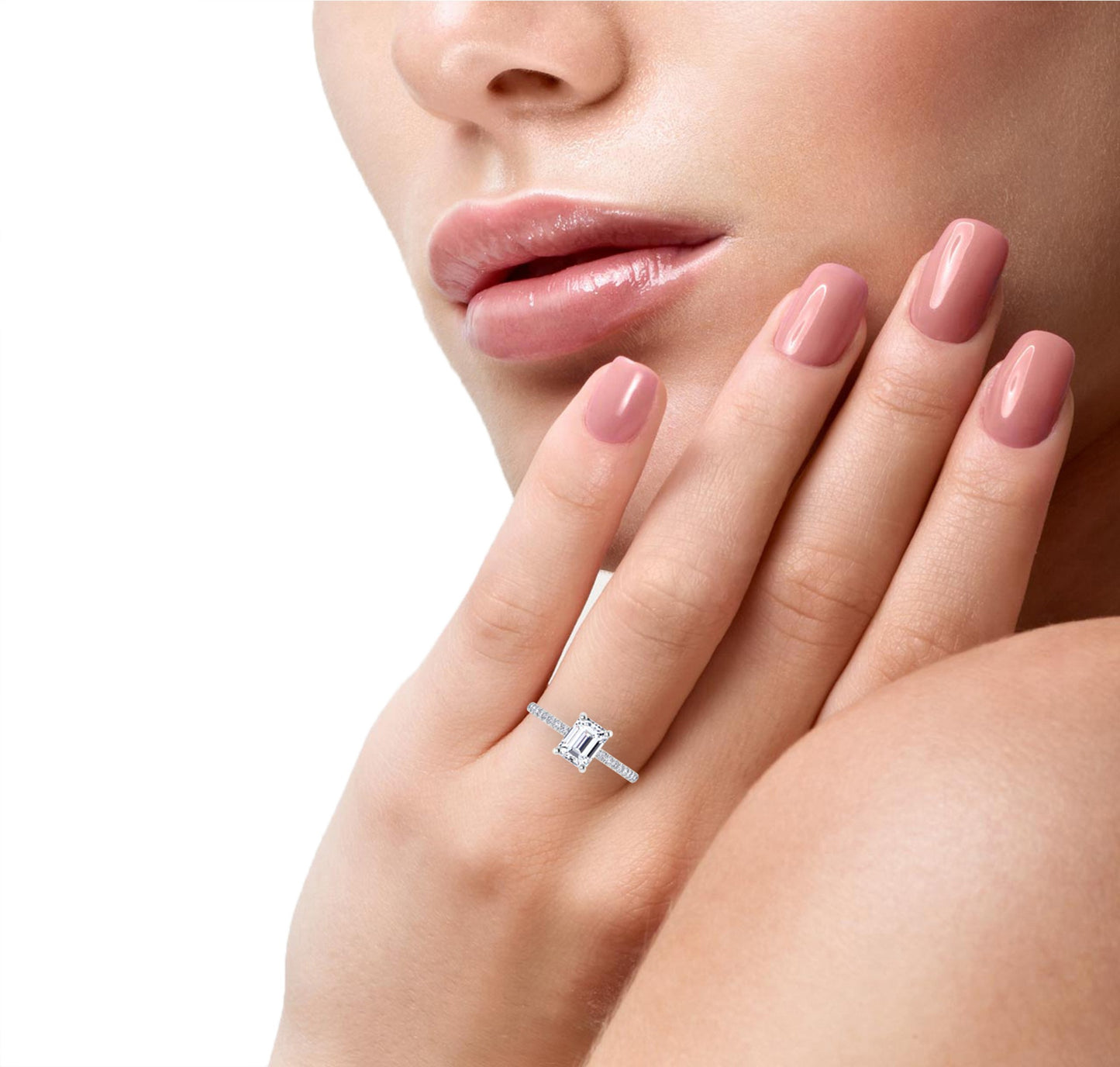 14K Wedding Ring Emerald Diamond Cut | Smiling Rocks | Luby