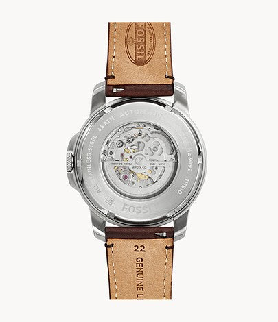 Grant Automatic Dark Brown Leather Watch | Fossil | Luby