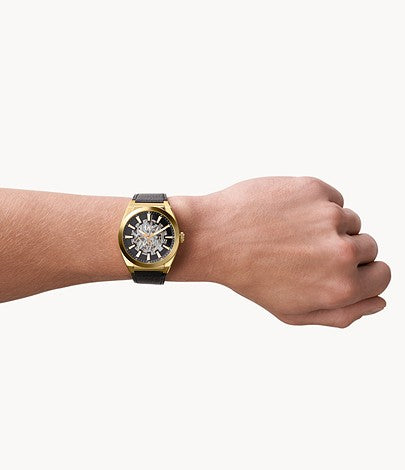 Everett Automatic Black Eco Leather Watch | Fossil | Luby